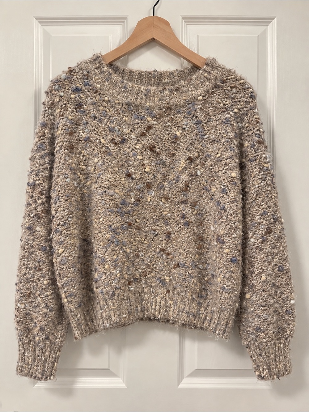 Paper Crane Confetti Knit Cropped Sweater Small Cozy Boho Cottagecore